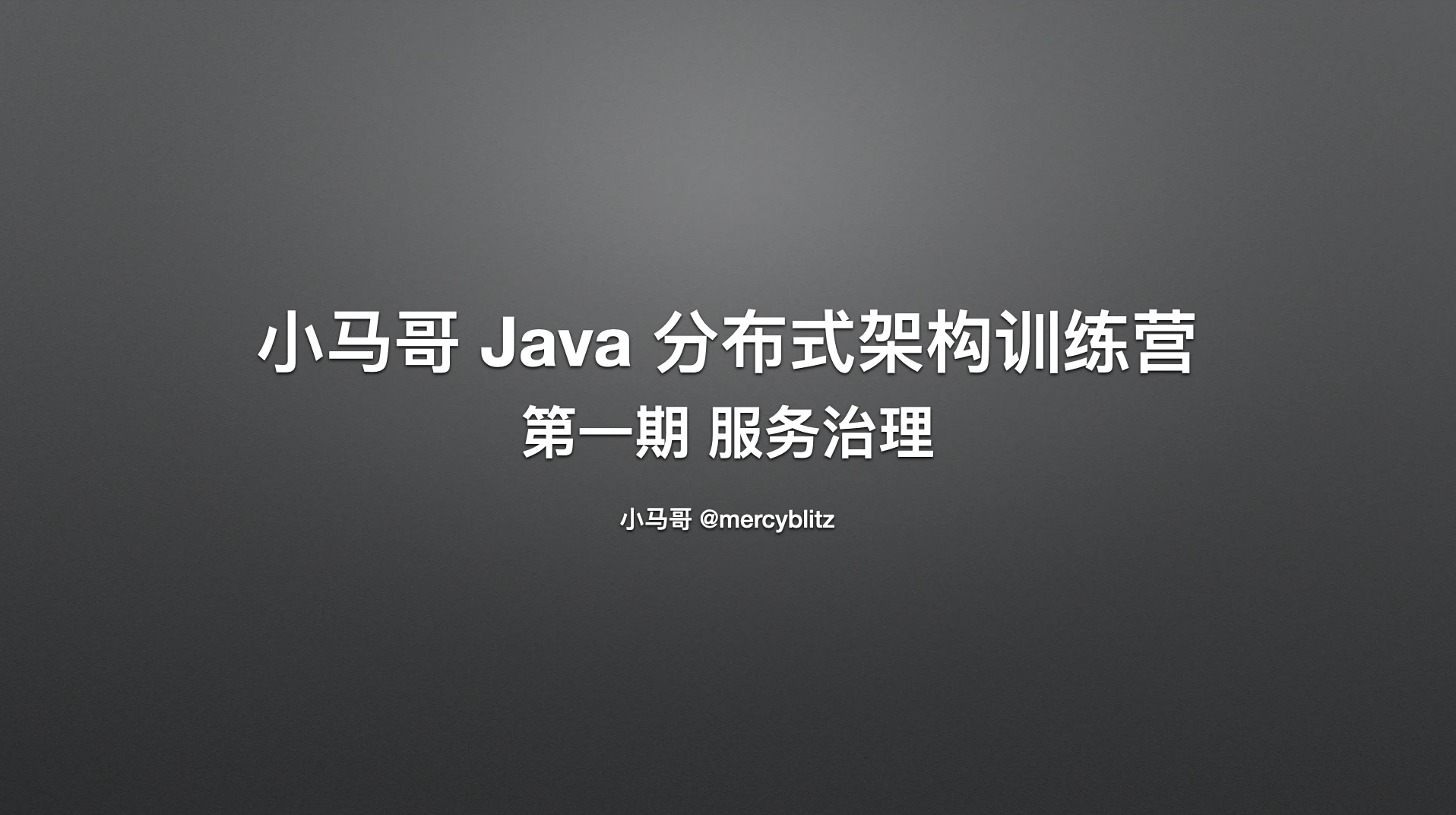 小马哥 Java 分布式架构训练营 – 第一期 服务治理